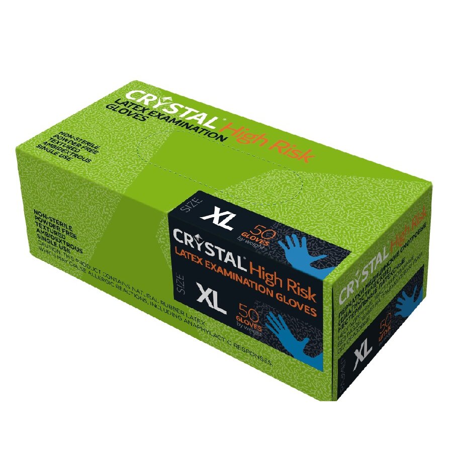 Перчатки Crystal High Risk латексные, нестерильные, неопудр. р.XL 50 шт. (25 пар)