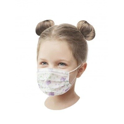 Маска медицинская 3-х слойная детская SMZ на резинке с рисунком мишки 50 шт.