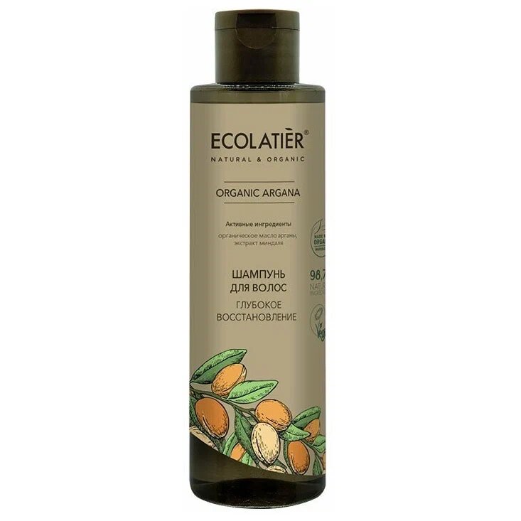 Шампунь для волос Глубокое восстановление Серия Organic Argana, Ecolatier Green 250 мл