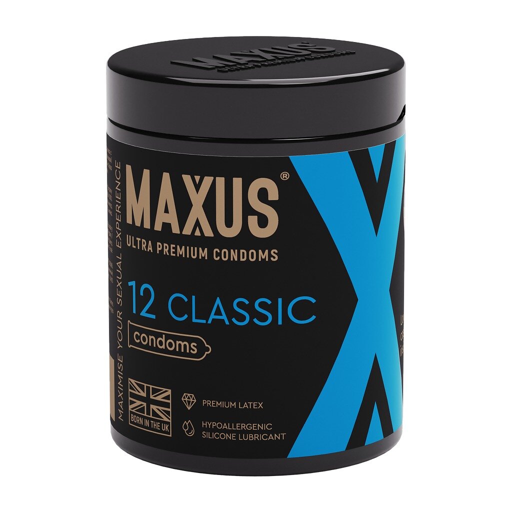 Презервативы Maxus Classic классические гладкие жестяной кейс X-Edition 12 шт