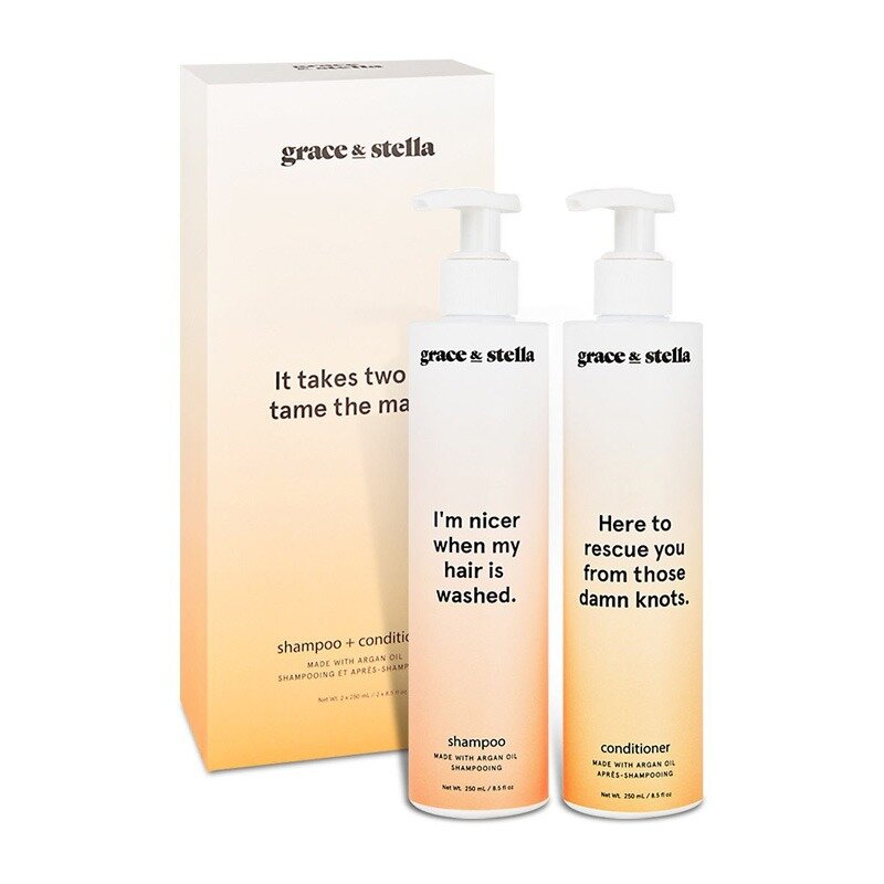 Подарочный набор Grace & Stella для волос: Шампунь/кондиционер бессульфатный питание и блеск