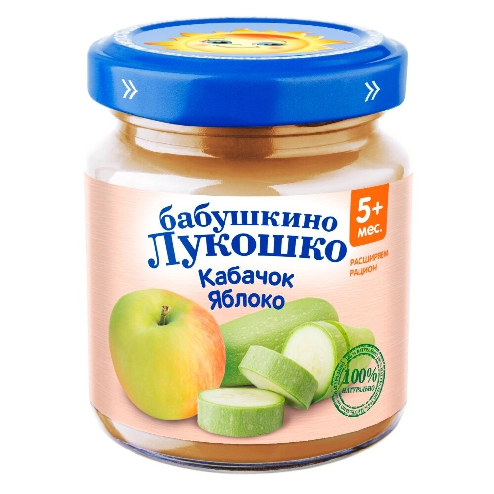 Пюре Бабушкино Лукошко яблоко-кабачок с 5 мес., 100 г