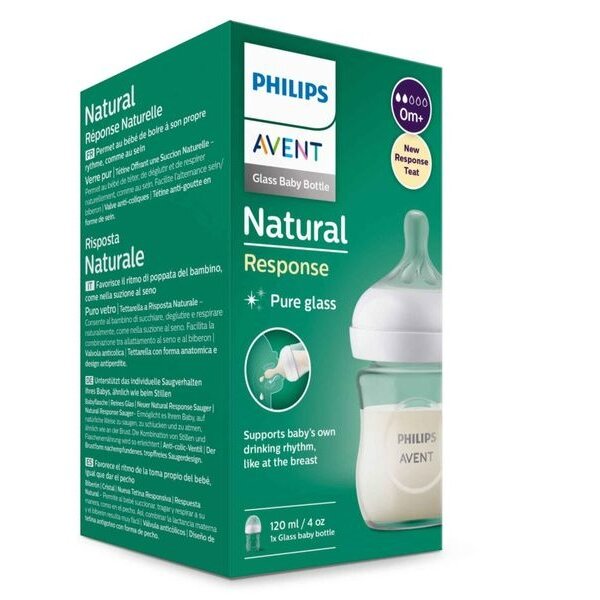 Бутылочка из стекла с силиконовой соской медленный поток 0 мес. Anti-colic Natural Response Philips Avent 120 мл (SCY930/01)