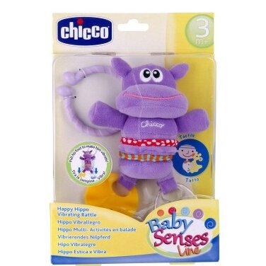 Игрушка-погремушка мягкая Chicco Счастливый бегемотик 3 мес.+