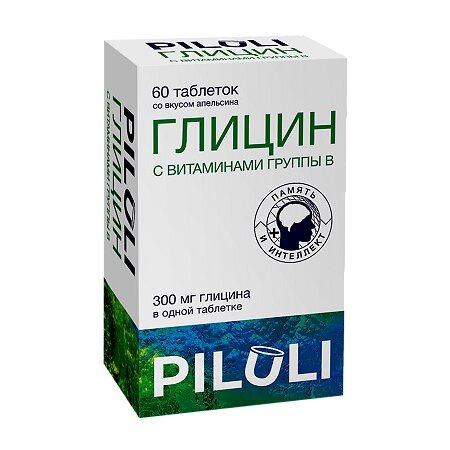 Глицин с витаминами группы В Piluli таблетки для рассасывания массой 800 мг 60 шт.