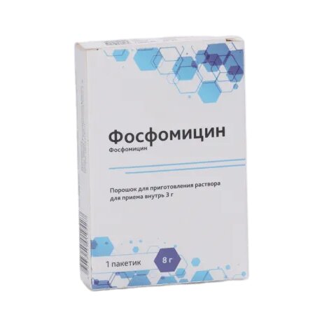 Фосфомицин порошок для приготовления раствора для приема внутрь 8 г пакет 1 шт.