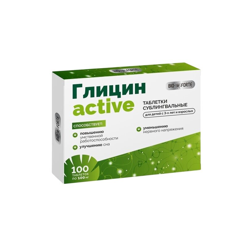 Глицин-Актив Bioforte таблетки для рассасывания 100 мг 100 шт.