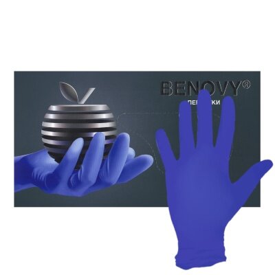 Benovy перчатки смотровые н/стер. нитриловые неопудренные текстурированные хлорирован. сиренево-голубые размер m 50 шт. пар