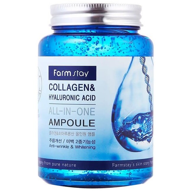 Сыворотка FarmStay Collagen & Hyaluronic Acid All-In-One Ampoule 250 мл ампульная многофункциональная Коллаген и гиалуроновая кислота