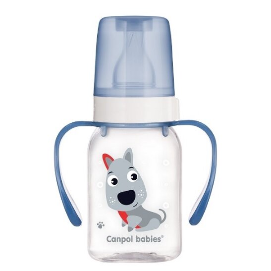 Бутылочка Canpol babies 3+ тритановая с силиконовой соской голубая собачка 120 мл