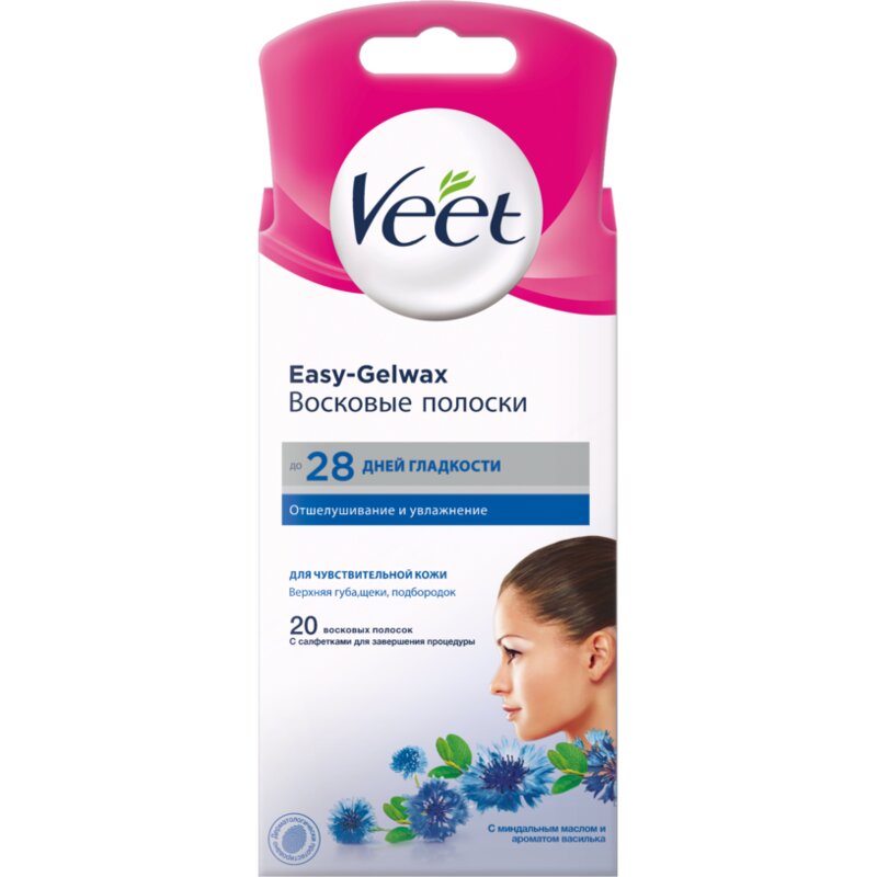 Полоски для депиляции Veet easy gel-wax восковые для чувствительной кожи 20 шт.