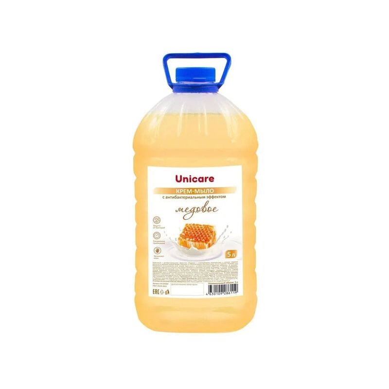 Крем-мыло Unicare с антибактериальным эффектом канистра медовое 5 л