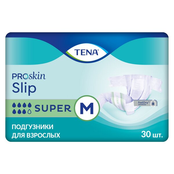Подгузники дышащие TENA Slip Super M (талия/бедра 80-122 см) 28 шт.