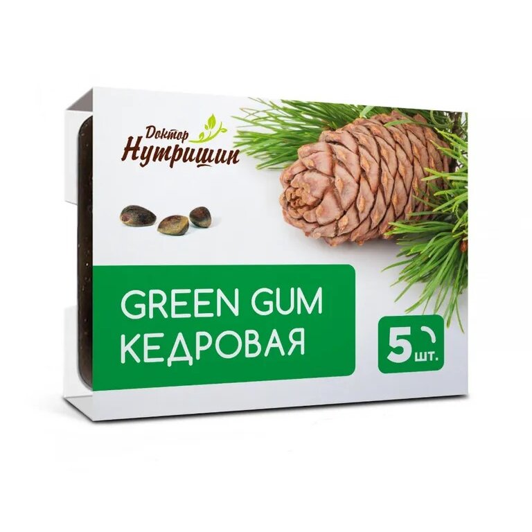 Смолка жевательная кедровая Green gum Доктор Нутришин 5 шт.