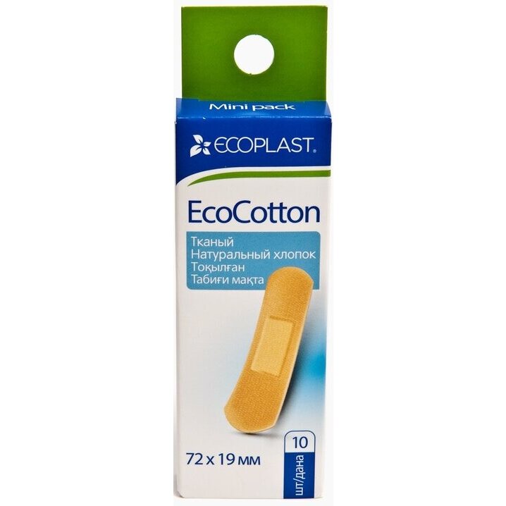 Пластырь Ecoplast медицинский тканый ecocotton 72x19мм 10 шт.