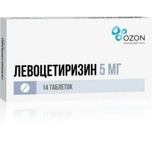 Левоцетиризин таблетки п/об пленочной 5мг 14 шт. озон