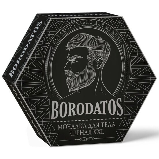 Мочалка для душа Borodatos черная р XXL