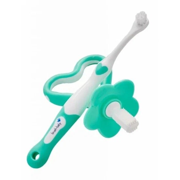 Brush-Baby набор щетки зубные FirstBrush для детей 0 -18 мес. цвет бирюзовый №2 (BRB104)