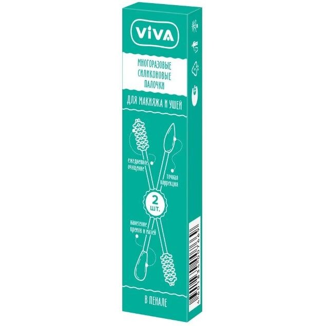 Палочки для макияжа и ушей Viva многоразовые силиконовые 2 шт.