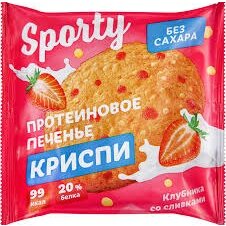 Печенье Sporty Protein протеиновое Криспи Клубника со сливками 30 г