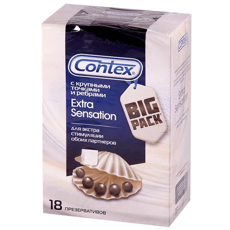 Презервативы Contex Extra Sensation с крупными точками и ребрами 18 шт.