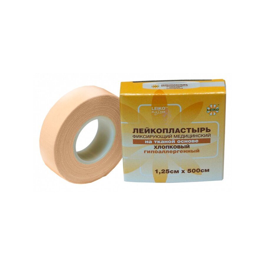 Лейкопластырь Leiko на тканевой основе телесный 1,25х500 см