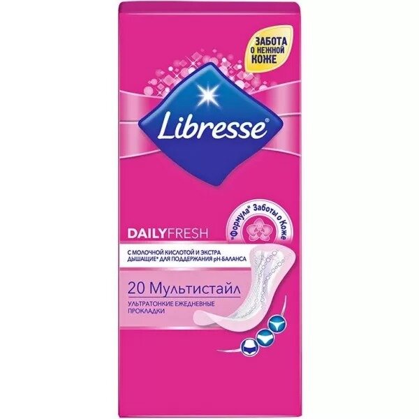 Прокладки ежедневные Либресс (Libresse) Dailyfresh Multistyle ультратонкие 20 шт.