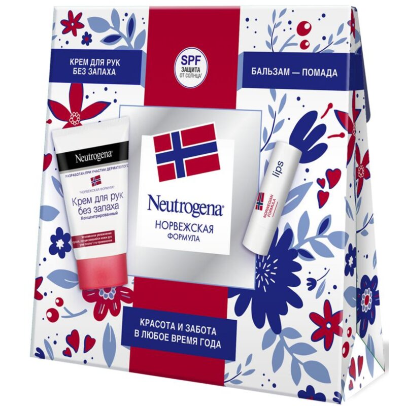 Набор Neutrogena Норвежская формула Крем для рук без запаха 50 мл +Бальзам-помада 4,8 г