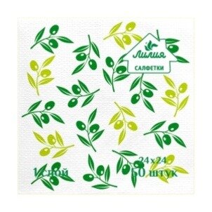 Салфетки бумажные Лилия с рисунком 24х24см 50 шт.