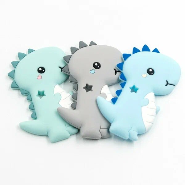 Бусинка прорезыватель силиконовый динозаврик арт.1884  (цвет в ассортименте)