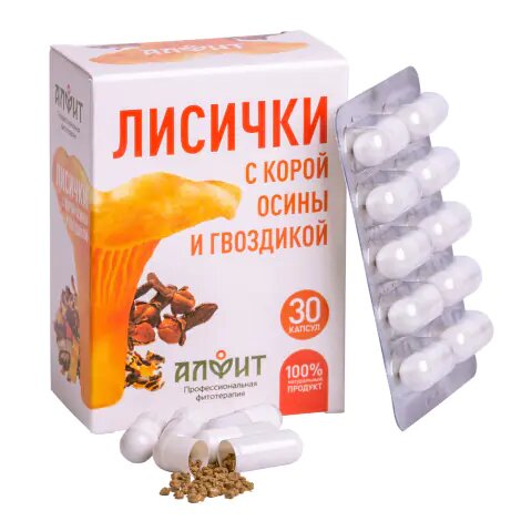 Лисички с корой осины и гвоздикой капсулы 30 шт.