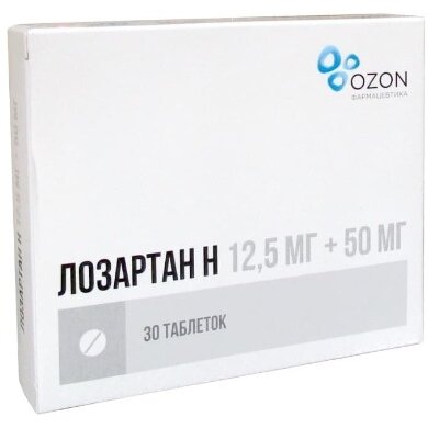 Лозартан-Н таблетки 50 мг+12,5 мг 30 шт.