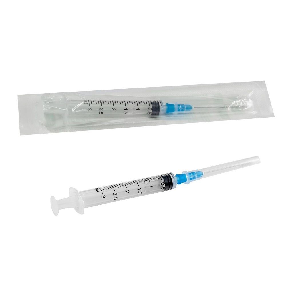 Шприц трехкомпонентный 3 мл с иглой 0,6х38 мм 23G 150 шт.