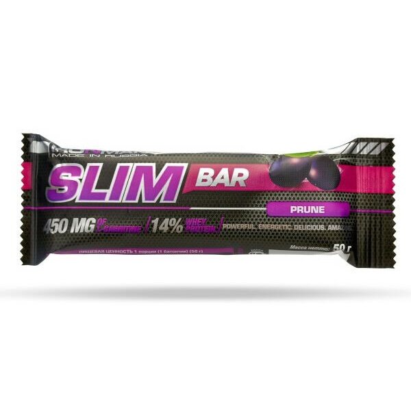 Батончик Айронмен (IronMan) slim bar чернослив с L-карнитином/темная глазурь 50 г