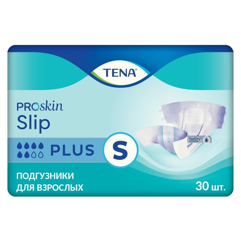 Подгузники дышащие TENA Slip Plus S (талия/бедра 56-90 см) 30 шт.