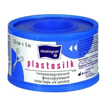 Пластырь Matopat Plastosilk пластырь гипоаллергенный шелковая основа 2,5 x 500 см