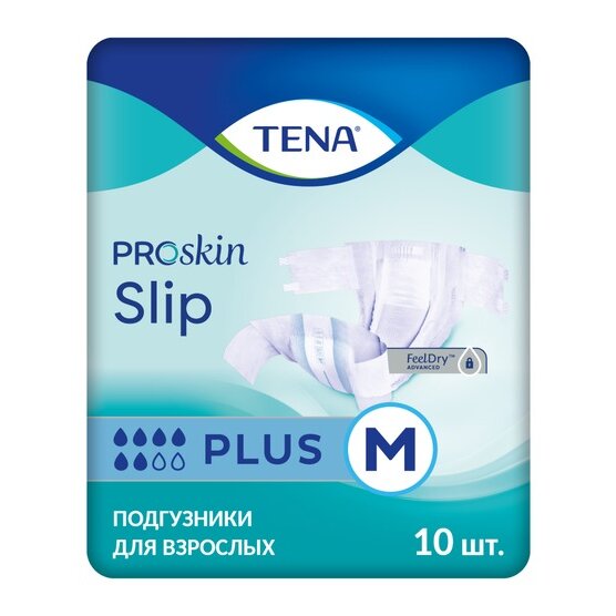 Подгузники дышащие TENA Slip Plus M (талия/бедра 80-122 см) 10 шт.