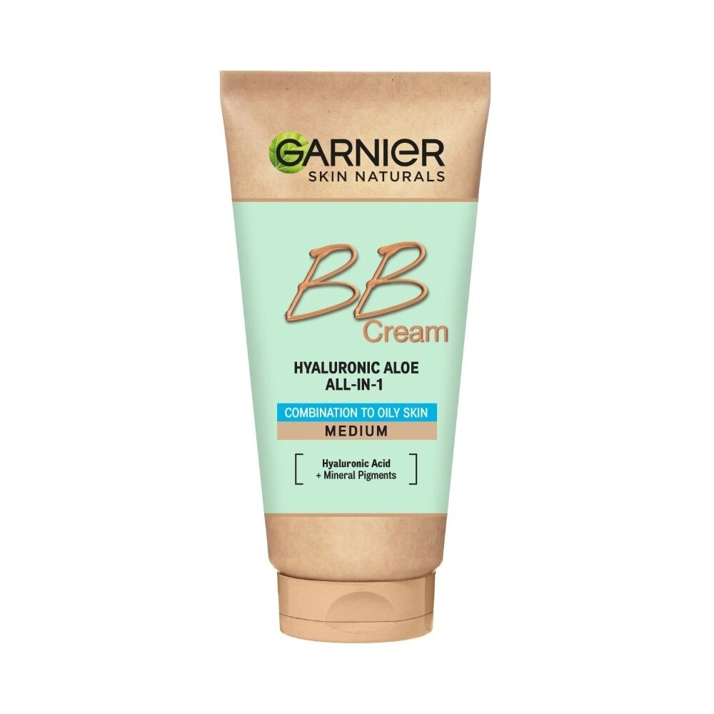 BB-крем для лица Garnier skin naturals гиалуроновый алоэ-уход 5в1 spf25 для смешанной и жирной кожи натурально-бежевый 50 мл