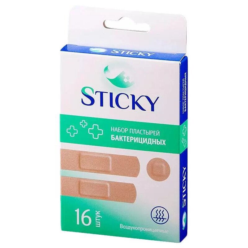 Пластырь бактерицидный Sticky текстильная основа набор универсальный 16 шт.