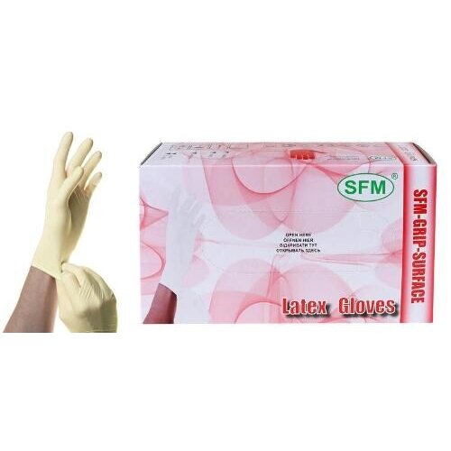 Перчатки Sfm латексные бежевые см/нест неопудр M 50 пар