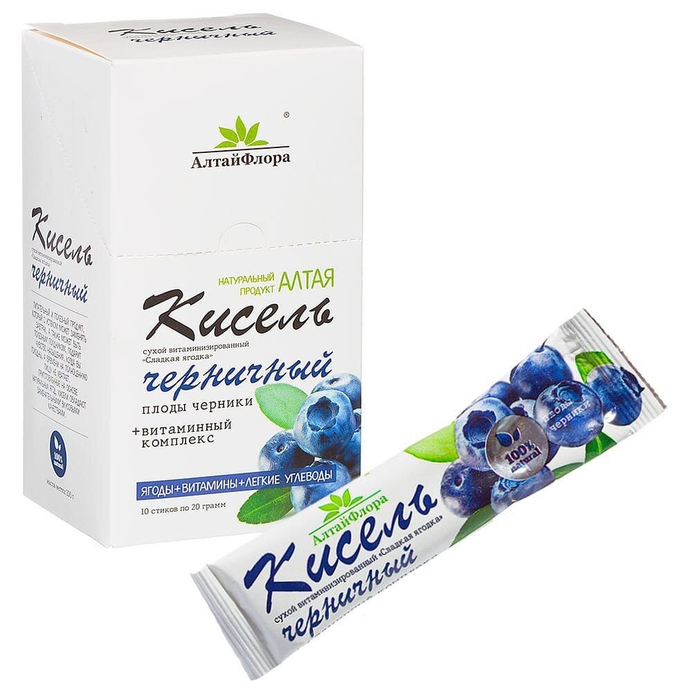Кисель Сладкая ягодка с сахаром Черника 20 г 10 шт.