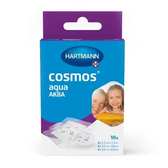 Пластырь Hartmann Cosmos Aqua водостойкий 3 размера 10 шт.