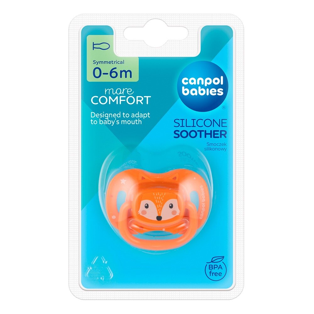 Соска-пустышка Canpol babies силиконовая cute animals 0-6 мес. оранжевая