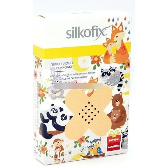 Лейкопластырь Silkofix бактерицидный полимерный телесный 19х72мм fox 10 шт.
