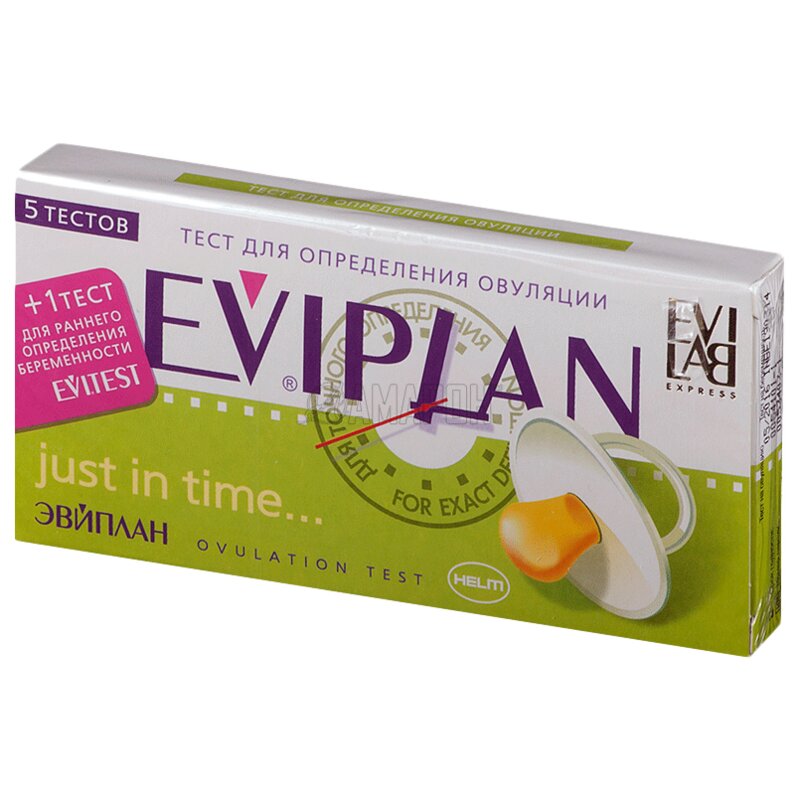 Тест на овуляцию Eviplan Comfort 5 шт. + тест на беременность 1 шт.