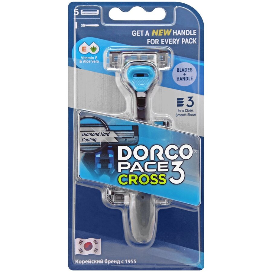 Станок Dorco для бритья 3 лезвия Pace Cross 3 + 5 кассет