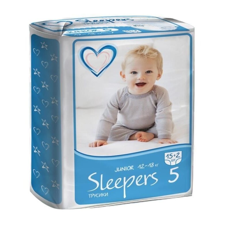 Подгузники-трусики Sleepers юниор р.5 (12-18 кг) 15 шт. +2 в подарок