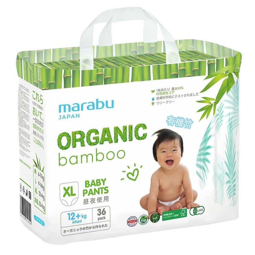 Трусики-подгузники Marabu Organic Bamboo XL 12 кг+ 36 шт.
