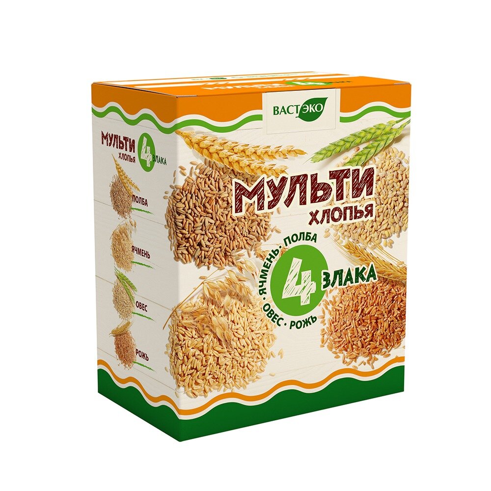 Завтрак Вастэко мультихлопья 4 злака 400 г