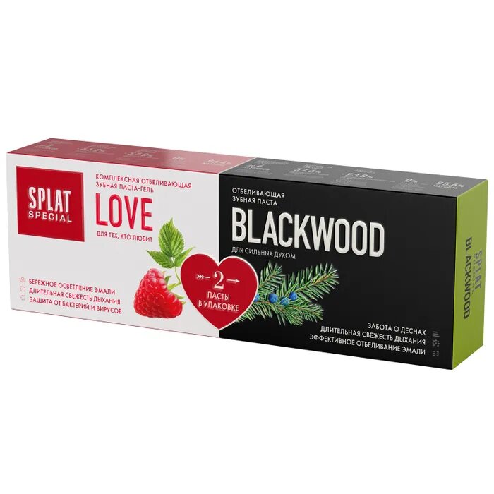 Splat special набор/паст зубных love/blackwood 75млx2